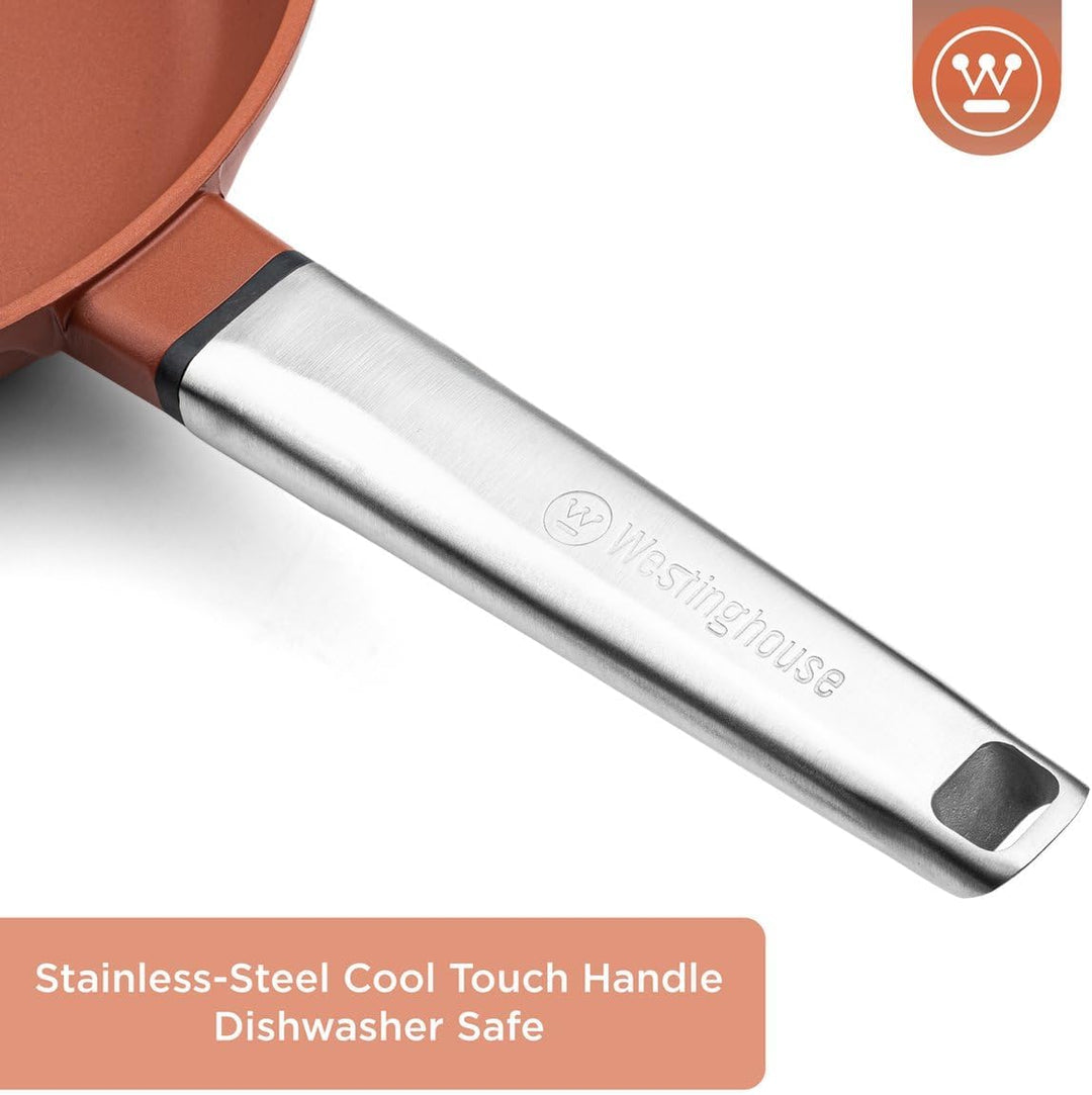 Westinghouse PERFORMANCE SERIES Wok Pfanne mit Deckel, Beschichtete Pfanne 28 cm mit Edelstahl-Griff