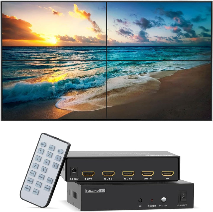 Yinker HDMI Videowand Controller 2x2 HDMI Video Wall Processor für 4 TV Splicing Display Unterstützt