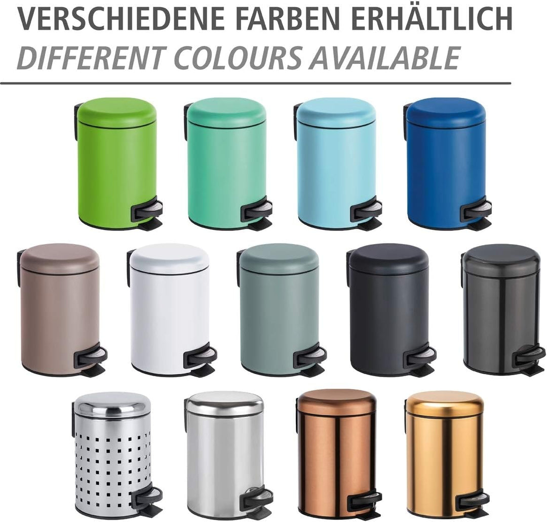 WENKO Treteimer Leman, 3 Liter, mit herausnehmbarem Einsatz, aus lackiertem Stahl, 17 x 25 x 22,5 cm