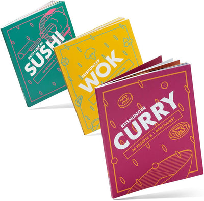 Reishunger Kochbuch Set - Curry, Sushi & Wok Kochbuch - Vegan, vegetarisch, mit Fisch & Fleisch