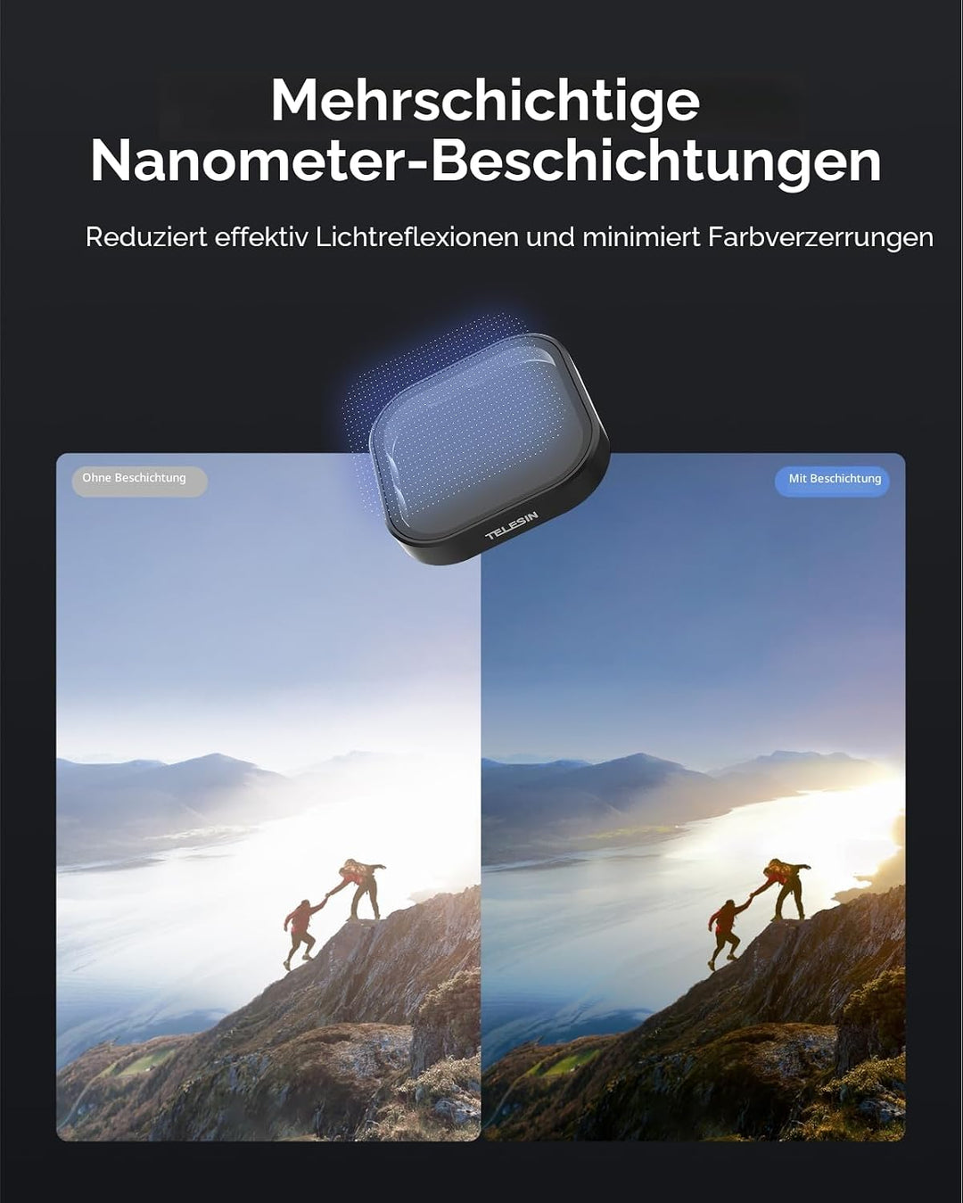 TELESIN 3 Pack GoPro Graufilter für GoPro Hero 12 Hero 11 Hero 10 Hero 9 Black, Kameralinse, Graufil