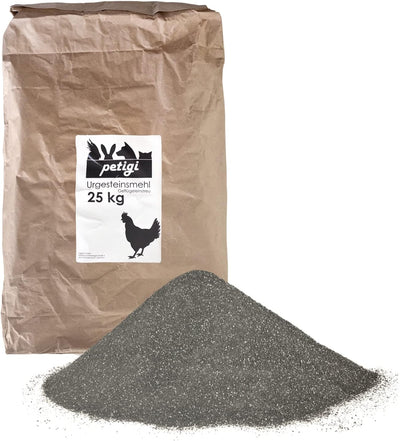 Petigi Urgesteinsmehl 25 kg Geflügeleinstreu Staubbad Sandbad Steinmehl Zeolith für Hühner Wachteln