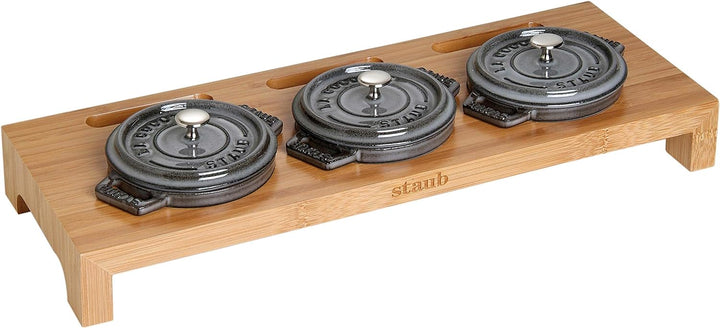 Staub 40510-299-0 Servierbrett für 3 Mini-Cocottes 42 x 16 cm Servierbrett, Gusseisen, Braun, 42 x 1