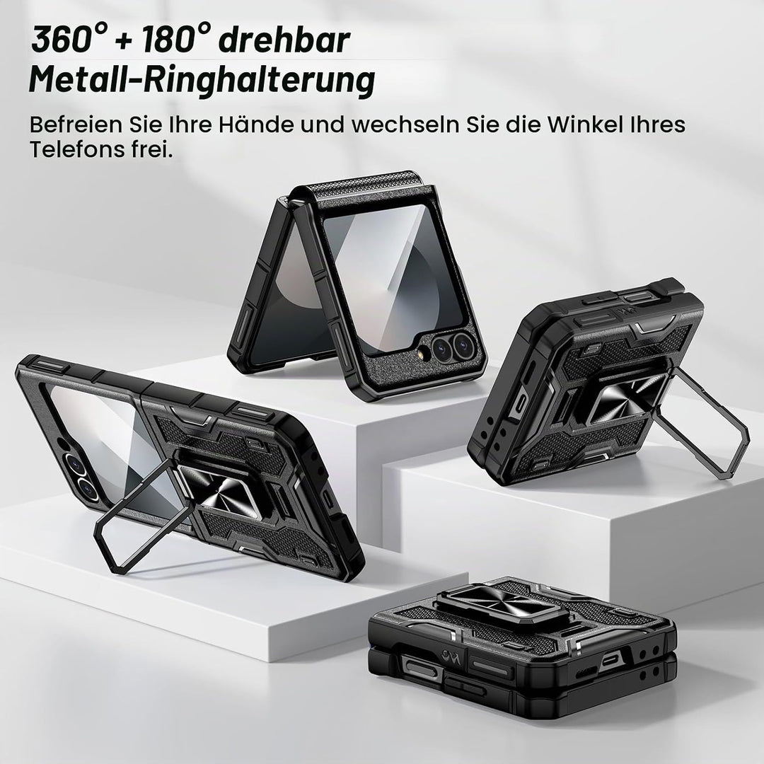Doeshine Samsung Galaxy Z Flip 6/7 FE Hülle [Not für Flip 7] mit Ständer &amp; Kameraschutz, Ganzkörper
