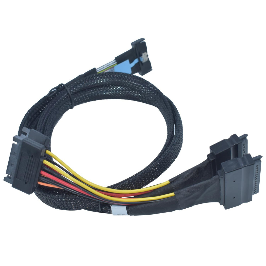 PCIe Gen4 MCIO x8 to 2 x SFF-8639 Kabel für U.2 NVMe SSD mit 15Pin SATA, 50 cm