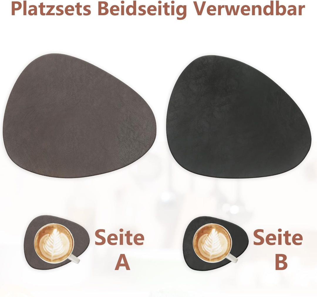 HELI MIAO 4er Set Tischset aus Leder-Imitat，Platzsets abwaschbar und wasserdicht，Platzdeckchen Leder