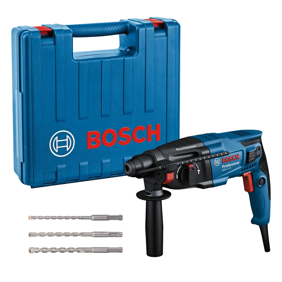 Bosch Professional Bohrhammer GBH 2-21 (mit SDS plus, inkl. 3x Drill Bit SDS plus, (6/8/10 mm), Zusa