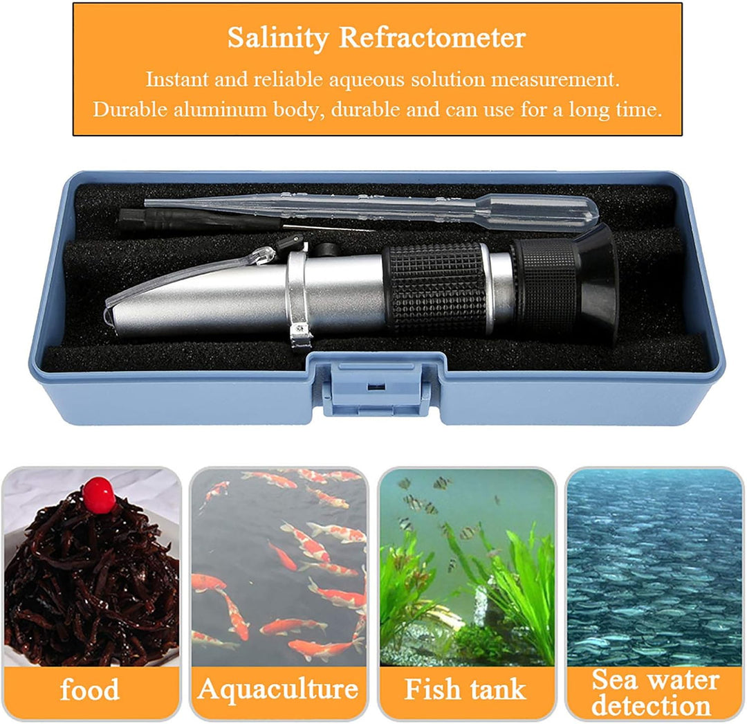 BuyWeek Salzgehalt Refraktometer, ATC Digital 0-10% Meerwasser Salzgehalt Messgerät Aquarium Optik R