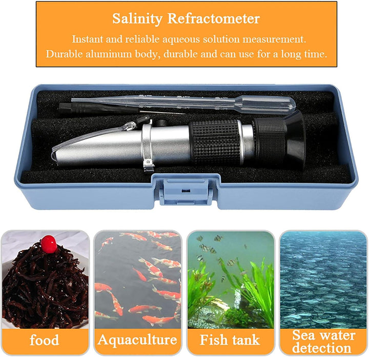 BuyWeek Salzgehalt Refraktometer, ATC Digital 0-10% Meerwasser Salzgehalt Messgerät Aquarium Optik R