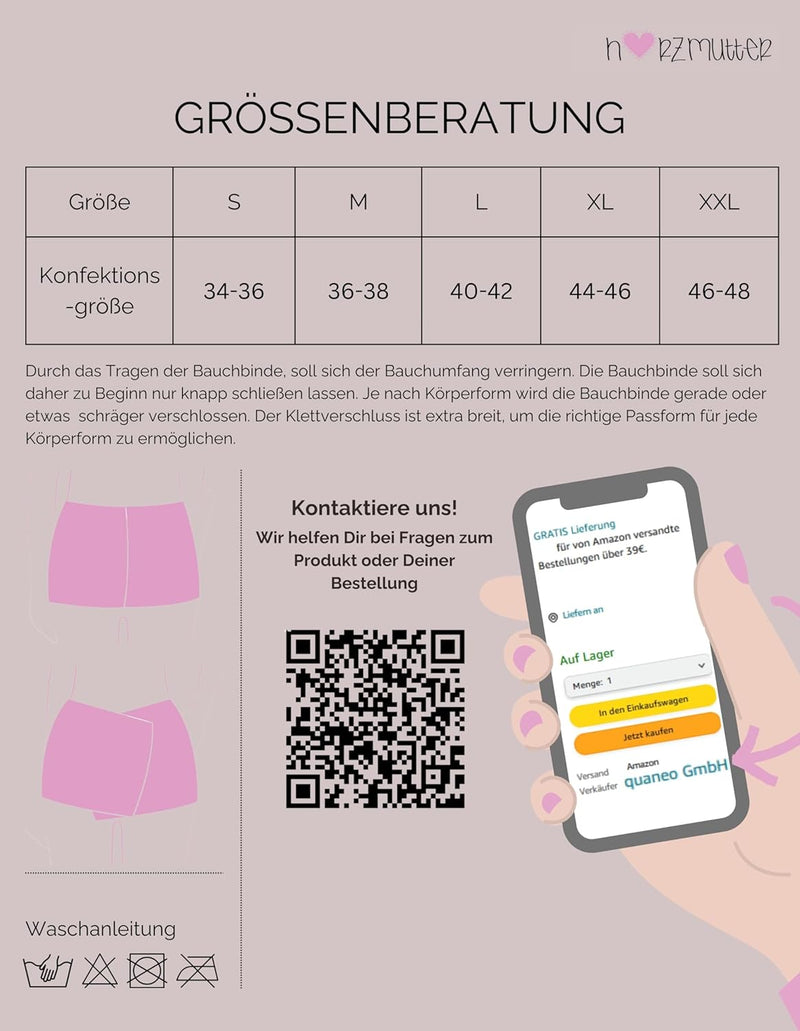 Herzmutter Bauchbinde nach Geburt-OP - Postpartum - Unterstützung nach Schwangerschaft-Kaiserschnitt