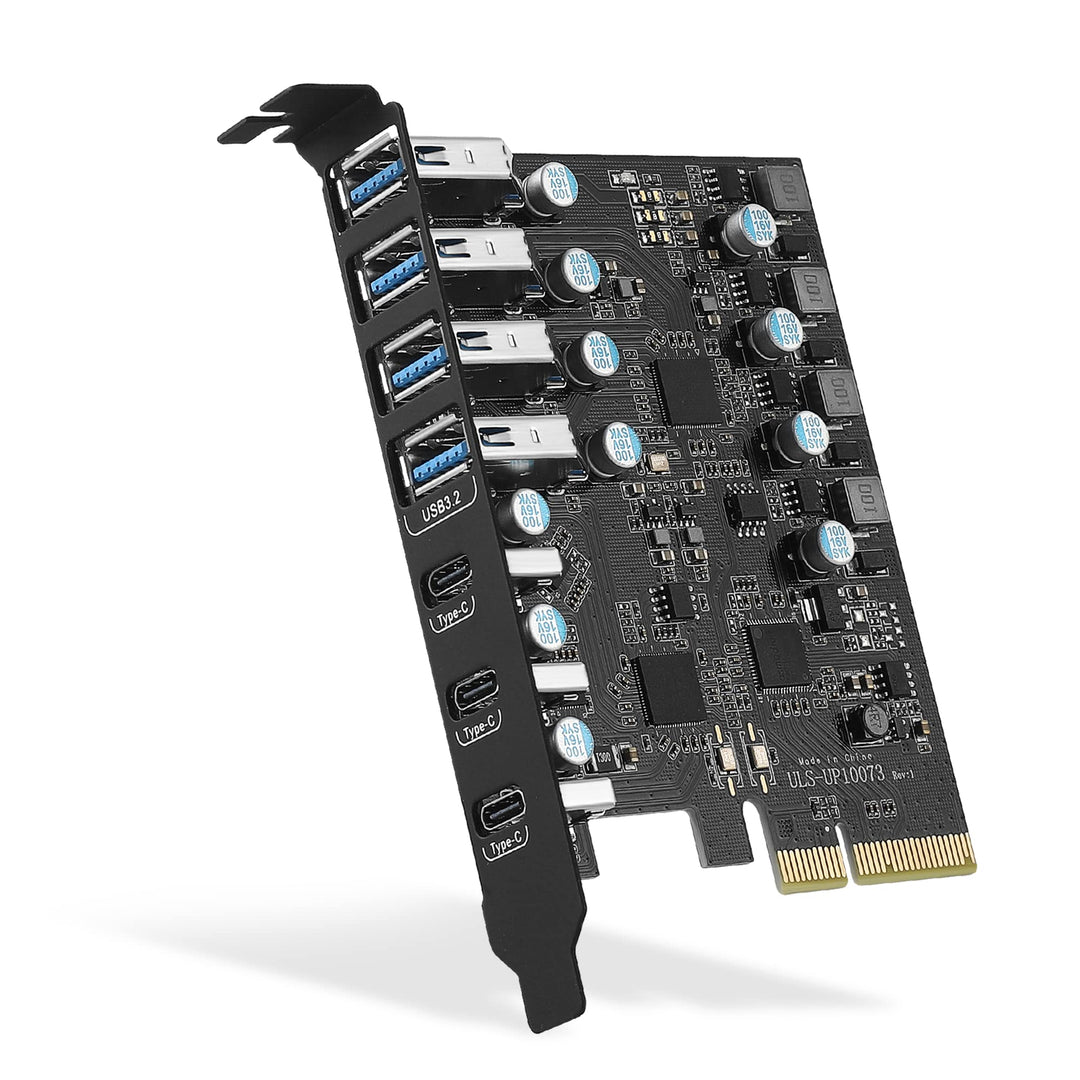 USB 3.2 Karte 7 Ports(4A + 3C), FARBOKO PCIe USB 3.2 Gen 2 10Gbps Interner USB HUB for Windows 10/8/