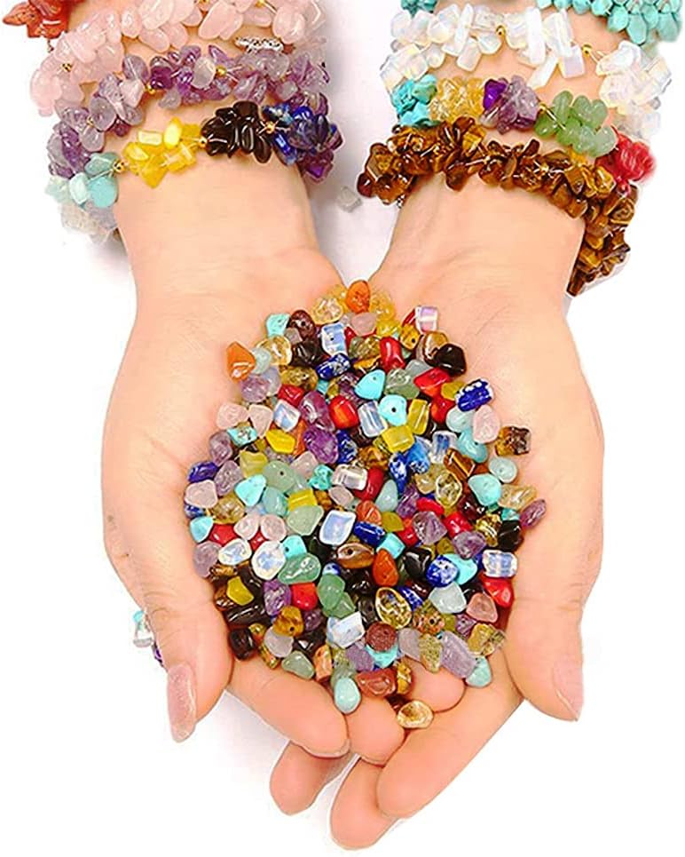HONGTEYA Schmuck Selber Machen Set, 24 Farben Natürliche Edelstein-Perlen,5–7 mm Steinperlen, 1073 S