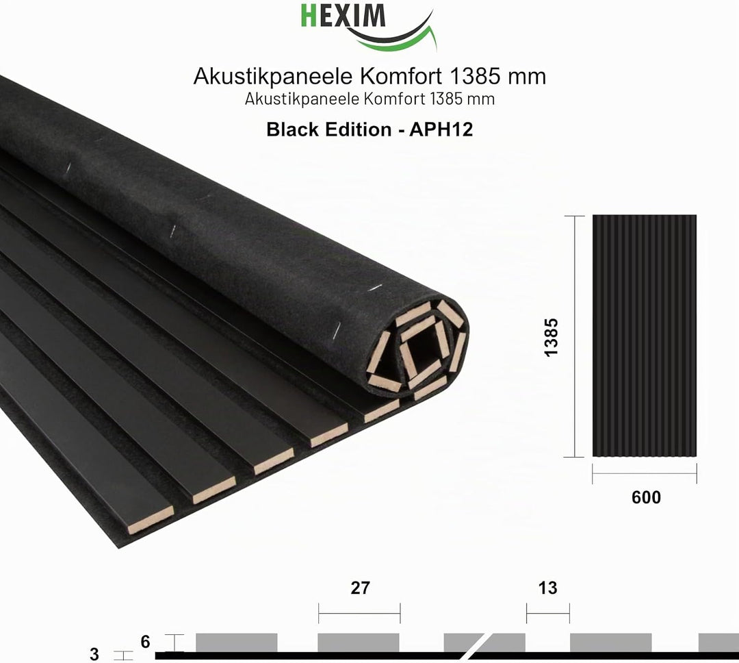 HEXIM Akustikpaneele 4 Stück 138,5x60cm Holz Comfort - flexible Holzpaneele Platten Lamellenwand Hol