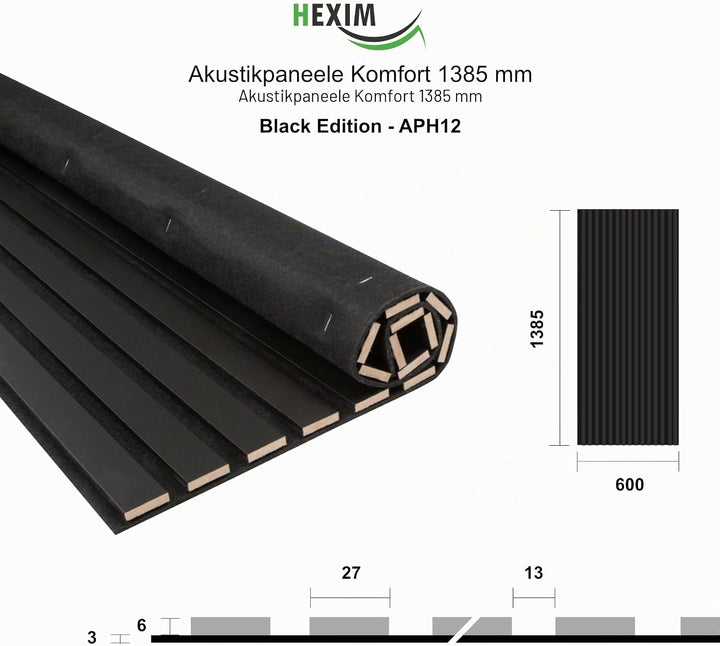 HEXIM Akustikpaneele 4 Stück 138,5x60cm Holz Comfort - flexible Holzpaneele Platten Lamellenwand Hol