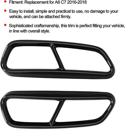 a6 c7,Endrohrabdeckung, Auto-Auspuffrohre, Auto-Quad-Endrohrblende, Edelstahl, Schwarz Glänzend, Ers