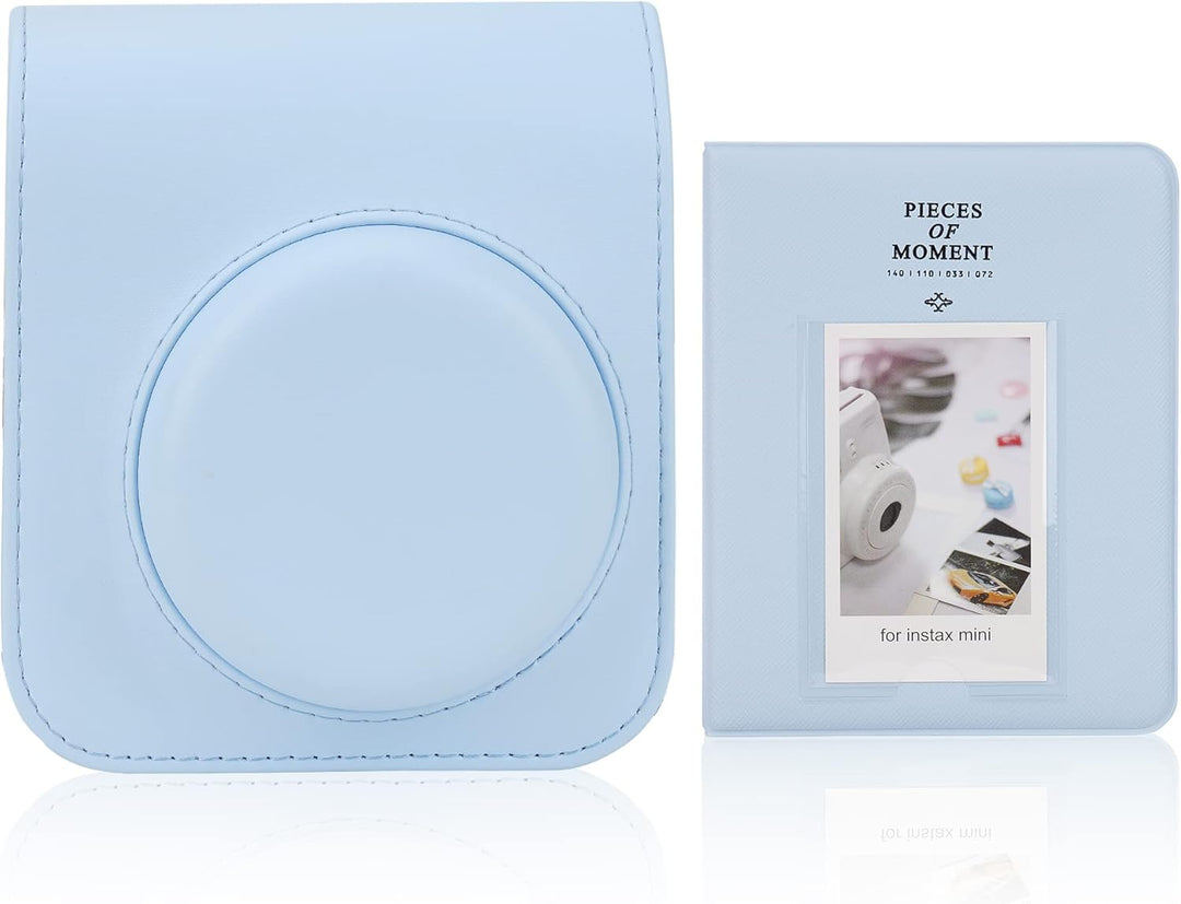 Mumlicha PU Leder Kameratasche und 64 Taschen Fotoalbum kompatibel mit Fujifilm Instax Mini 12 Sofor