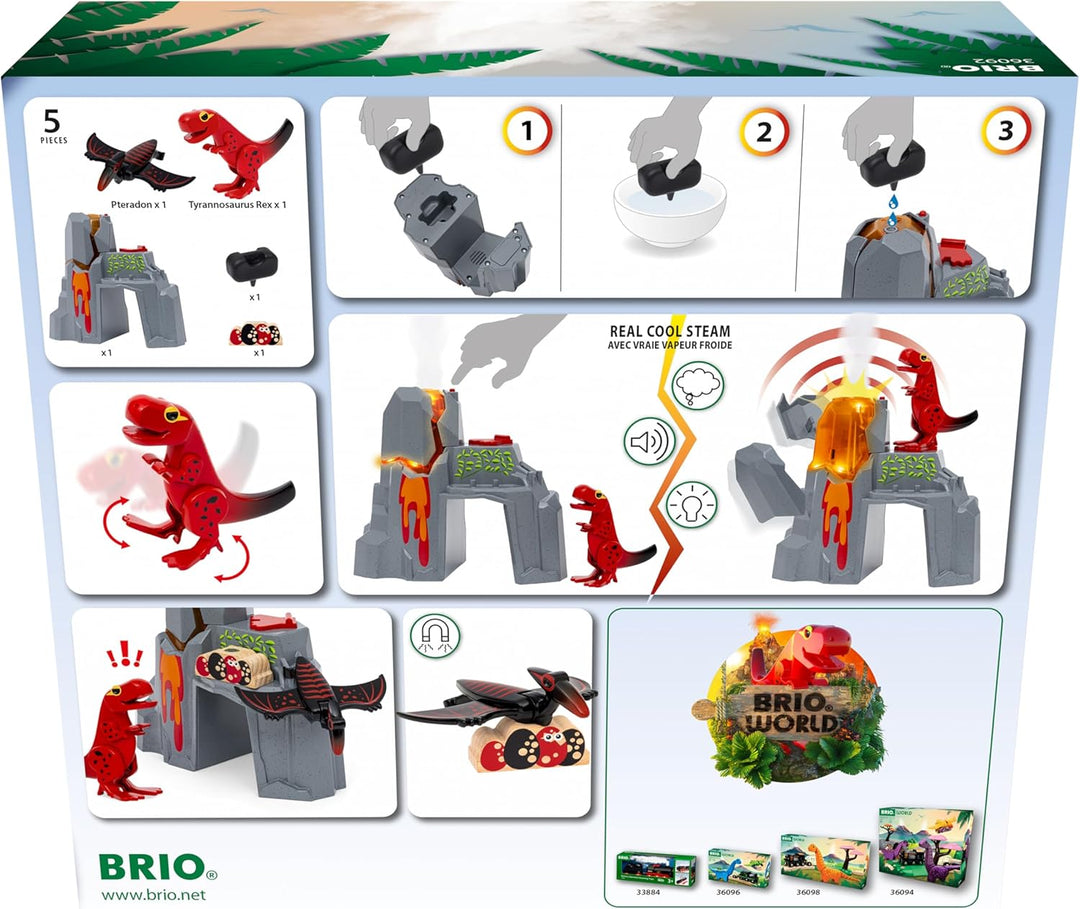 BRIO World - 36092 Dinosaurier-Vulkan mit Ausbruchsfunktion - Zugset für Kinder ab 3 Jahren
