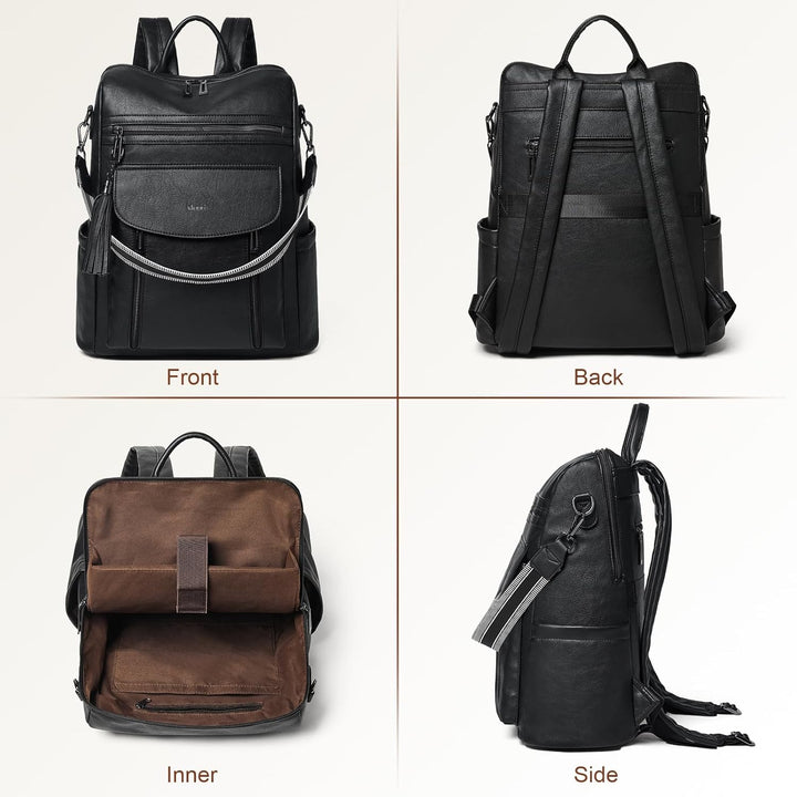 Shrrie Laptop-Rucksack für Damen, 15,6 Zoll Reise-Rucksack aus Leder, Handgepäck-Rucksack Computerta