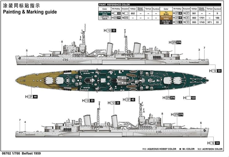 Trumpeter 6702 1/700 HMS Belfast, 1959 Modellbausatz