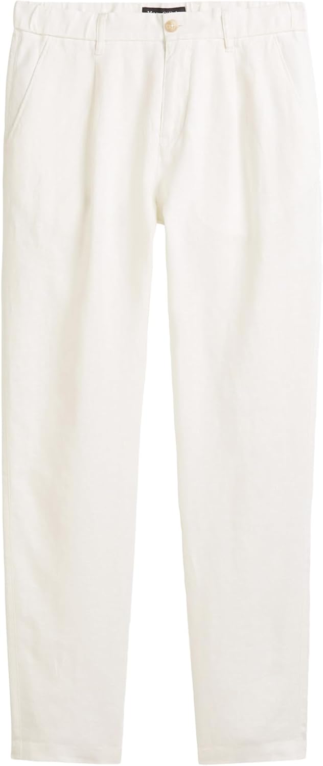 Marc O'Polo Herren Leinenhose mit elastischem Bund lang 29W / 34L Cremefarben, 29W / 34L Cremefarben