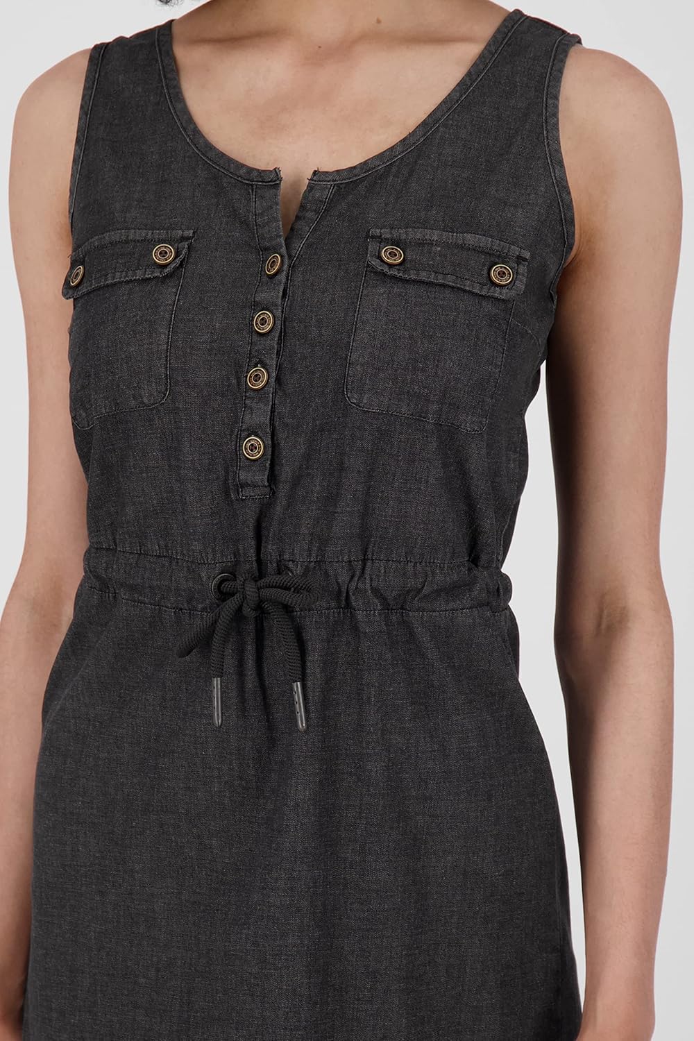ALIFE and Kickin DorisAK DNM Dress Damen Sommerkleid, Jeanskleid, Kleid M Black Denim, M Black Denim
