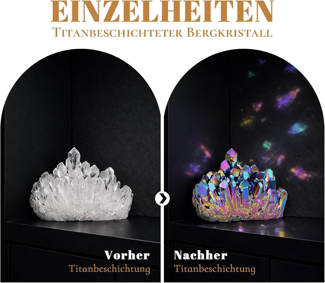 mookaitedecor Titanium Coated Natürlichen Bergkristall Rohstück Geode Dekorative Stein Naturstück Ed