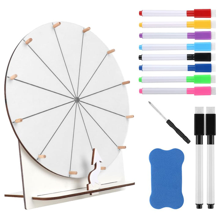 Glücksrad zum Drehen, 29cm Hölzernes Glücksrad, 12 Slots Tisch Glücksrad, Glücksrad Zum Selbstgestal