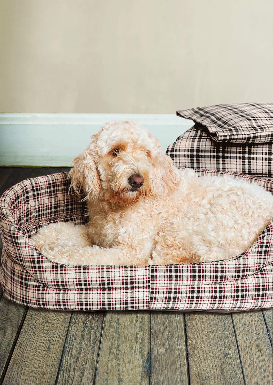 Danish Design Classic Check Abnehmbare Matratze Klettverschluss Traditionelles Bett für Hunde/Welpen
