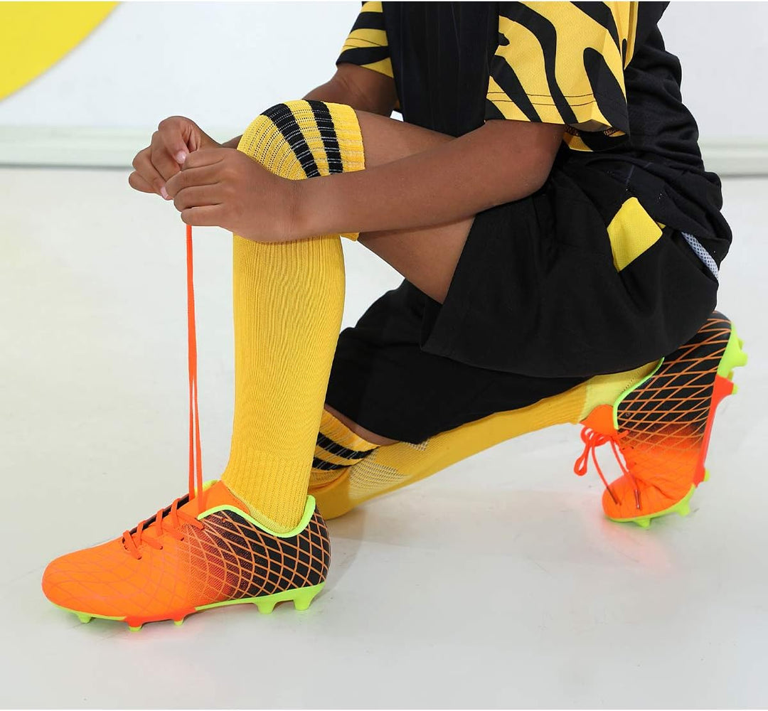 JABASIC Kinder Soccer Boots Jungen Mädchen Sportlich Draussen Fussballschuh 36 EU Orange 1, 36 EU Or