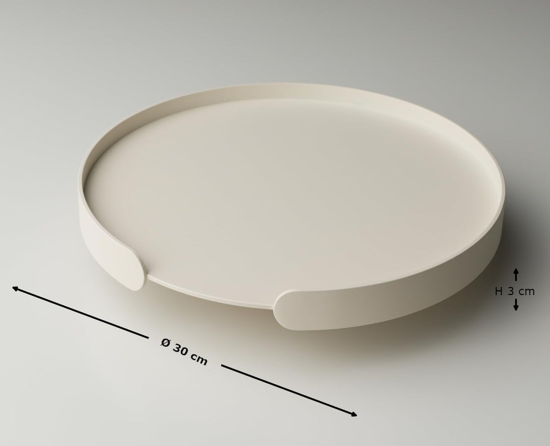 Rundes Serviertablett Ø 30 cm aus Aluminium, pulverbeschichtet & wetterfest – kompakt mit umlaufende