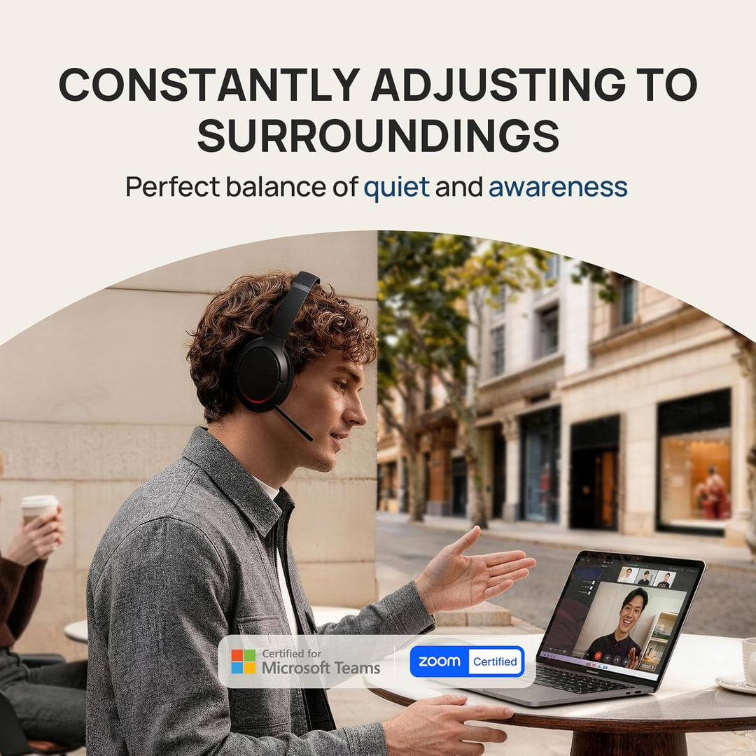 Yealink BH78 Bluetooth Headset mit Lärmschutz Mikrofon, Kopfhörer Over Ear für Homeoffice, Zoom/Team