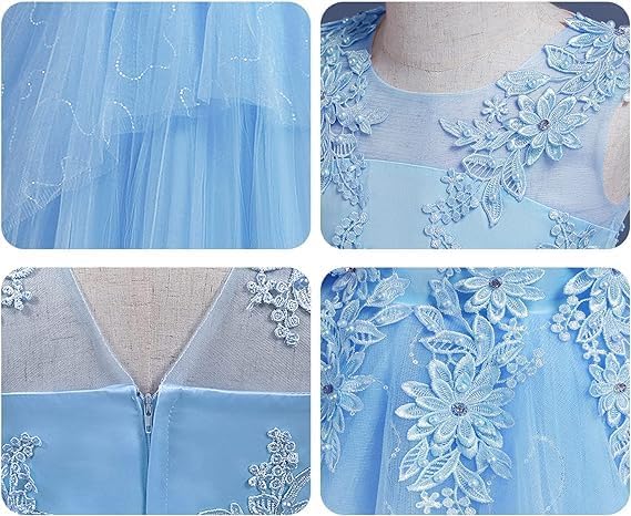 LOLANTA Blumensmädchenkleid Weiss Rosa,Mädchen Kleid Festlich Kommunion, Kleider für Brautmädchen au