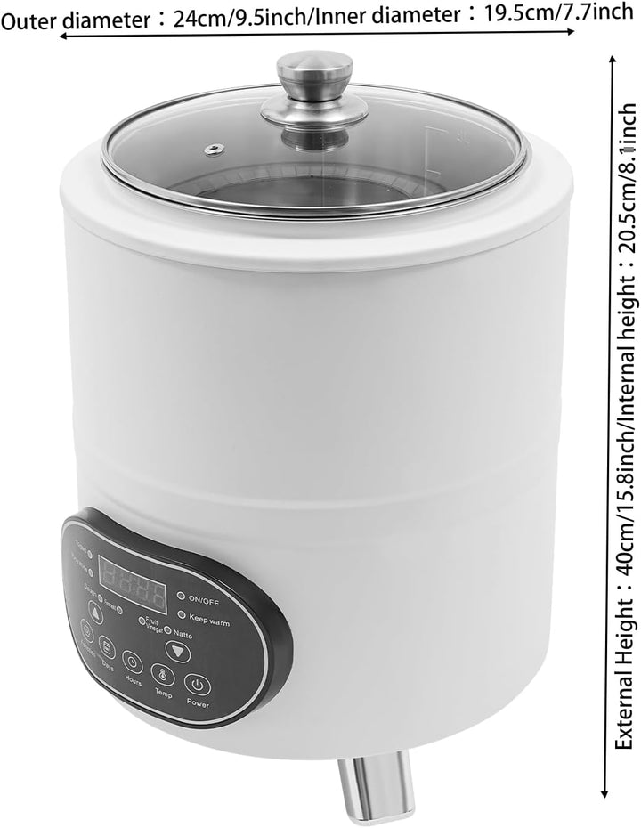 Joghurtbereiter 8L Edelstahl 304, Fermentierer mit Einstellbarer Temperatur 25-80°C, Timer 0-24h, 40