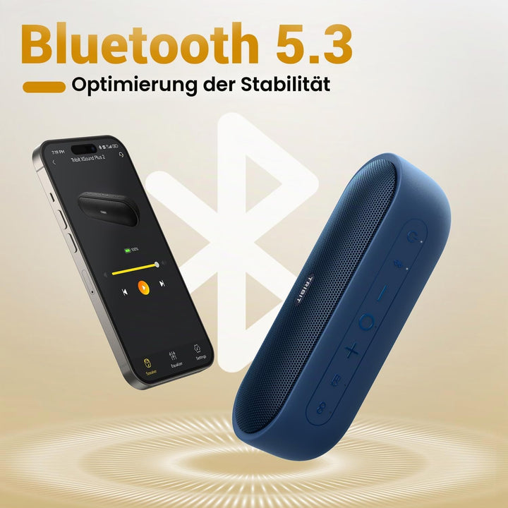 Tribit tragbarer Bluetooth-Lautsprecher XSound Plus 2, drahtloser Lautsprecher 30W mit XBass, IPX7,