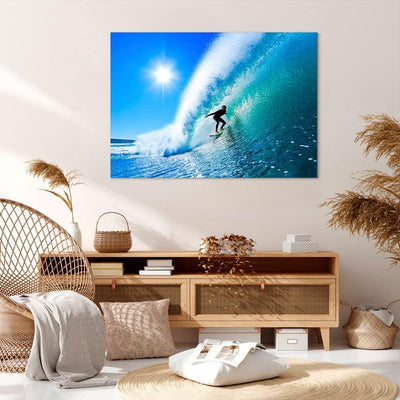 Bilder auf Leinwand 100x70cm Leinwandbild Windsurfing strand ozean spass Gross Wanddeko Bild Schlafz