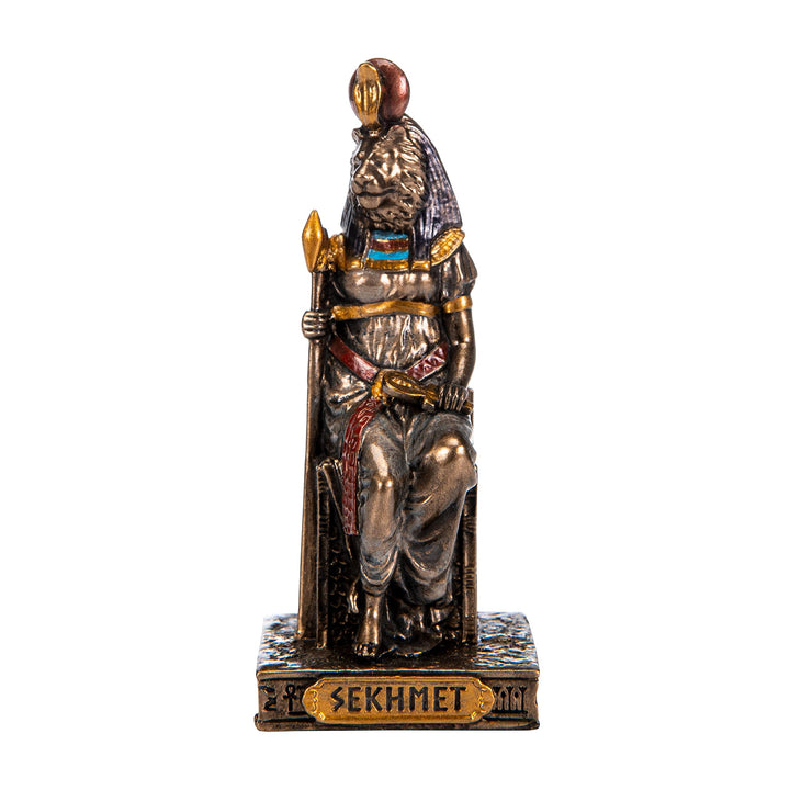 BEAUTIFUL GREEK STATUES Sekhmet Miniatur-Statue, ägyptische Göttin, Harz, handbemalt, Bronze, 7,4 cm