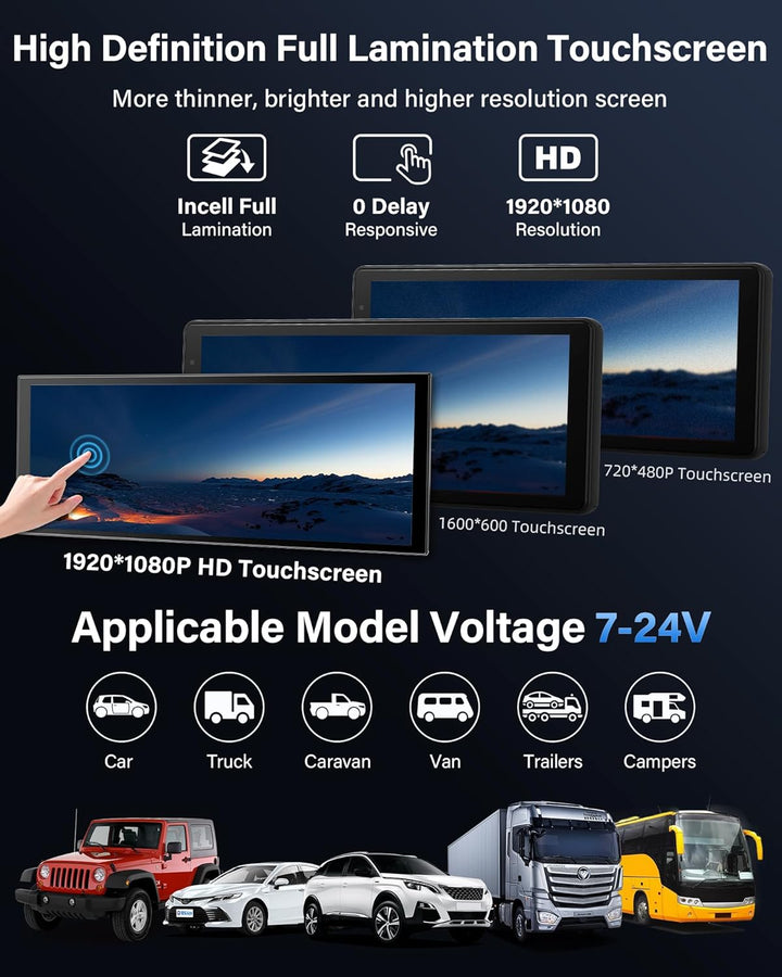 11,3 Zoll Carplay Android Auto Display mit Stehende Halterung, 350° Drehbare 4K Dashcam Buddy Displa