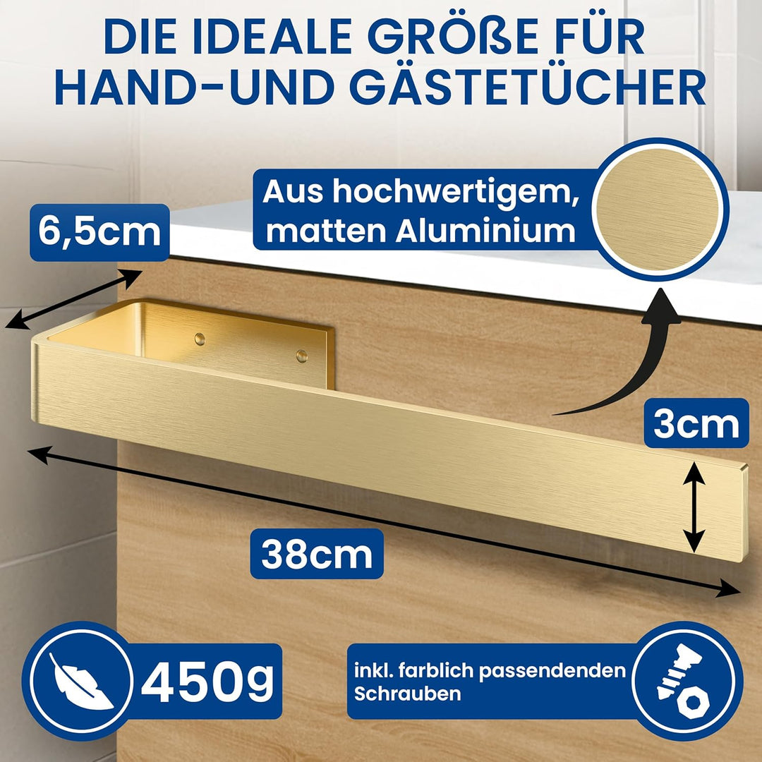 rtmr Handtuchhalter Schrankmontage, zum Bohren, Messing, Premium Gästehandtuchhalter aus Aluminium,