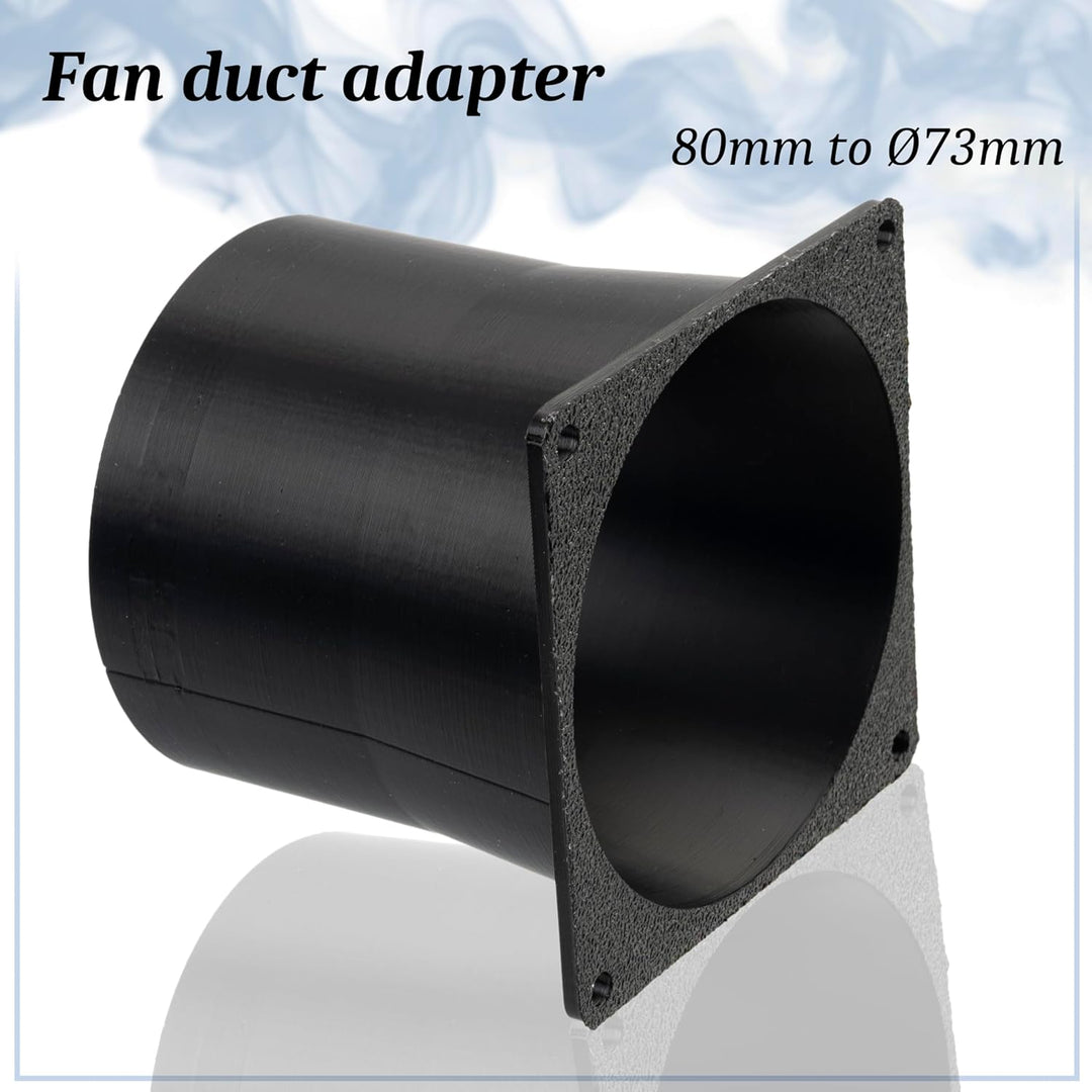 AERZETIX Quadratisch-Rund-Adapter für Luftstrom für Lüftungskanal 80x80 mm Ø73 mm aus ABS-Kunststoff