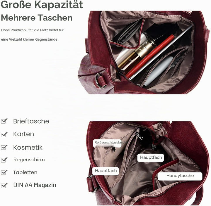 NICOLE &amp; DORIS Damen Handtasche Mode Umhängetasche mit grosser Kapazität Schultertasche Retro Shoppe