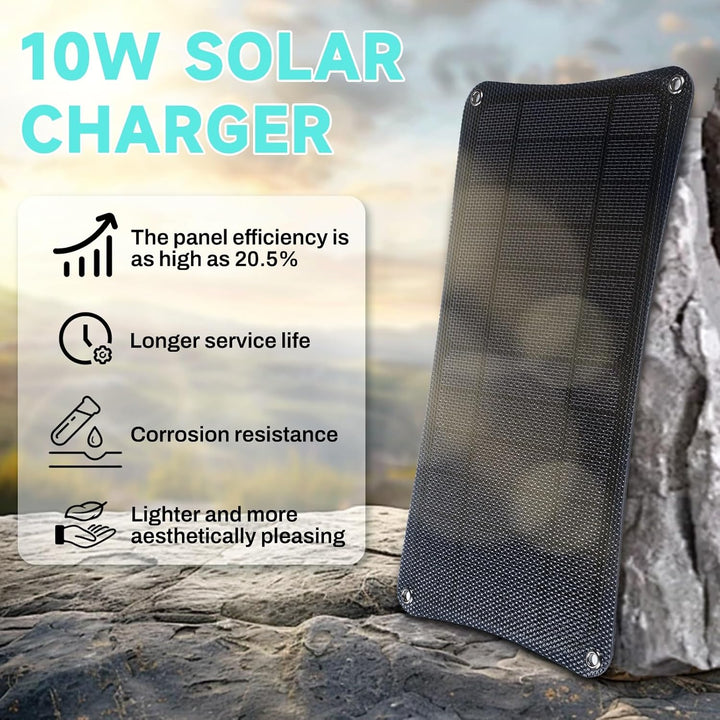 DEWIN 10W Solarpanel IPX6 Wasserdicht Tragbar Solar Ladegerät 2 USB-Ausgänge für Camping