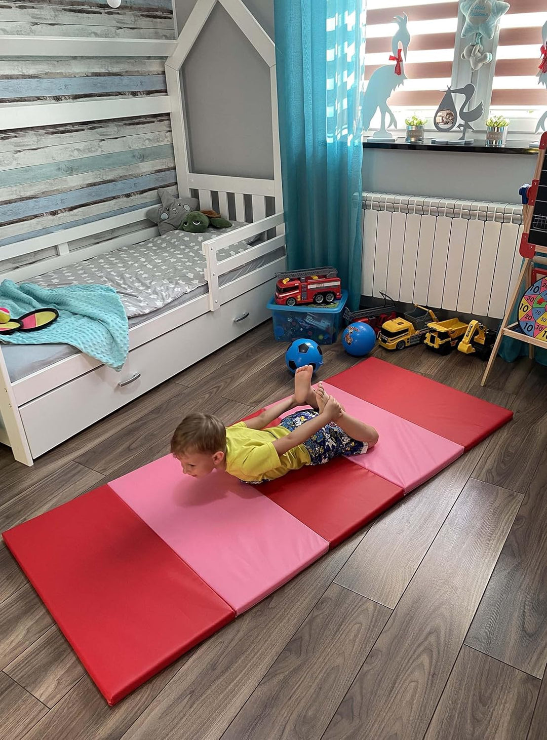 PLUFSIG Faltbare Gymnastikmatte, 78x185 cm Rot, Rot