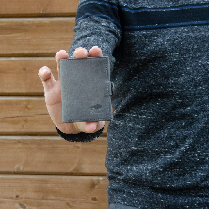 NEU: SOLO PELLE® Slim Wallet mit Münzfach [12 Karten] Slimwallet Riva [RFID-Schutz] Kartenetui mit M