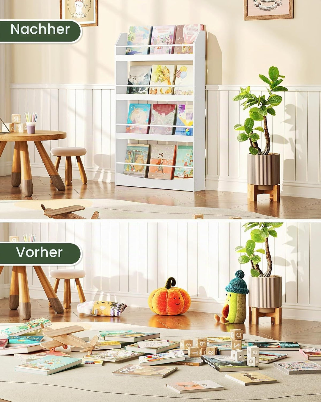 Kinderzimmer Möbel, 4-stöckiges Wandregal Bücher für Kinder, Bücherregal, Spielzeugaufbewahrung, Kin