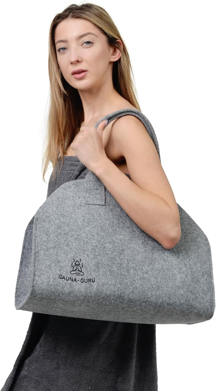 Sauna-Zubehör-Set – Woll-Banja-Hut, Kilt-Handtuch, Aufbewahrungstasche, Filzhandschuh &amp; Sitzkissen –