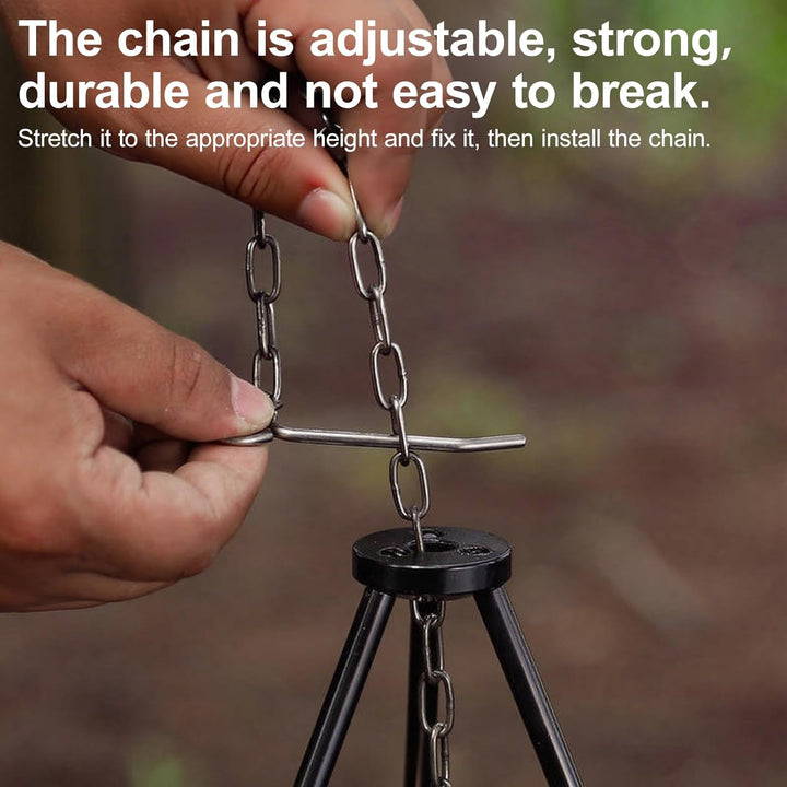 Kochen Stativ im Freien, BBQ Dreibein, Grillgeräte Campinggrills mit Kette und Haken, zum Kochen, Tr