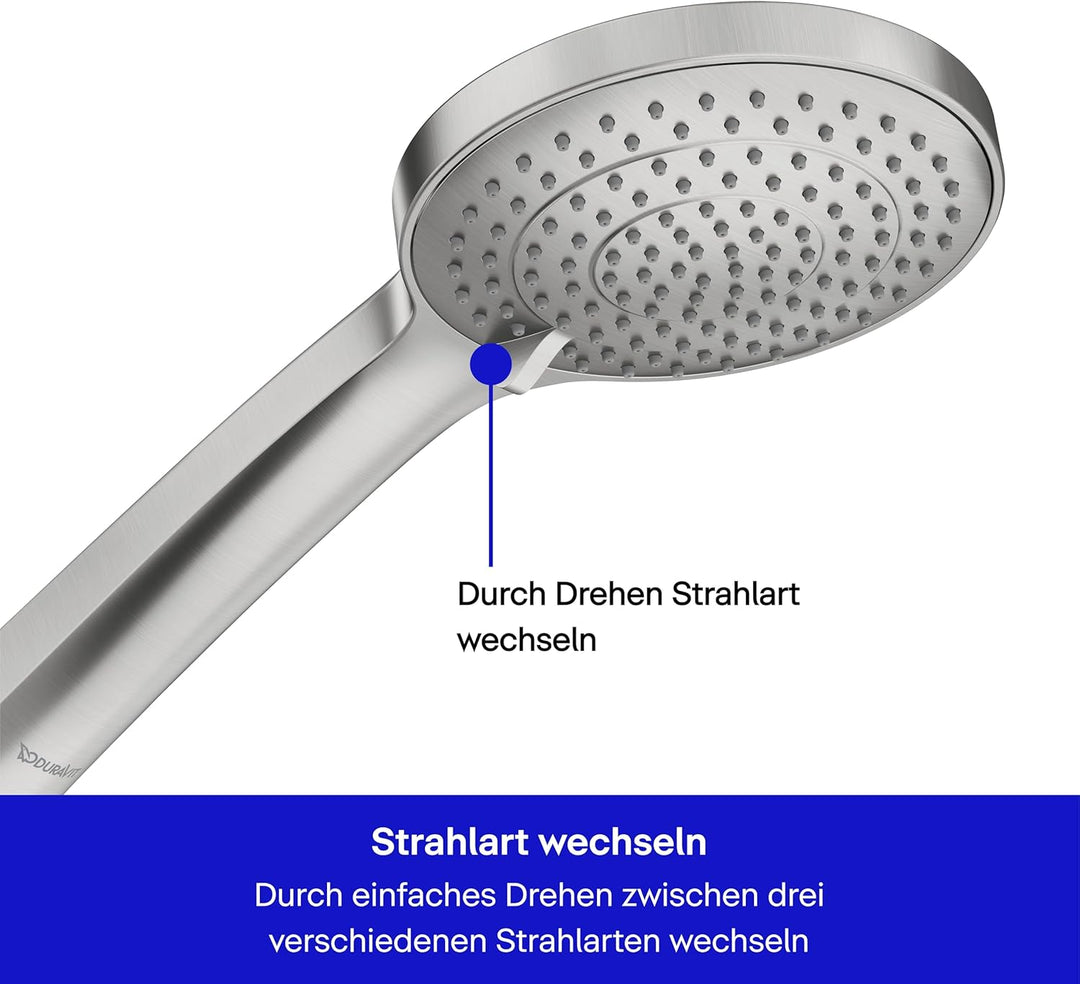 Duravit Universal Duschkopf, Handbrause mit 3 Strahlarten (Rain, IntenseRain, SoftRain), Handbrause