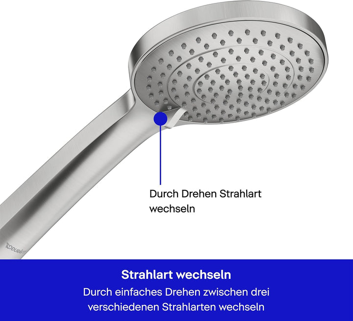 Duravit Universal Duschkopf, Handbrause mit 3 Strahlarten (Rain, IntenseRain, SoftRain), Handbrause