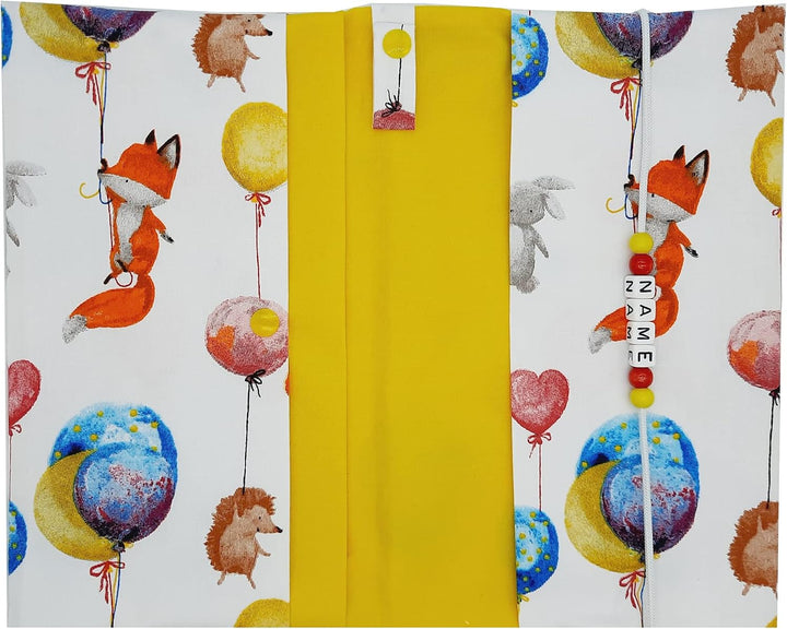 Grosse Windeltasche XXL mit Name personalisiert - Wickeltasche Waldtiere Fuchs mit Luftballon