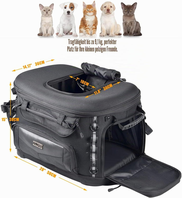 Hutexico Motorrad-Hundetragetasche, tragbare Haustier-Tragetasche, Haustier-Reisetasche, Katzentrage